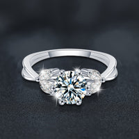 1CT Round Cut Moissanite Floral Engagement Ring | D Color | S925 Sterling Silver | Bridal Wedding Ring — image 3