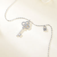 Moissanite Key to Love Pendant Necklace | S925 Sterling Silver | Women Clavicle Chain | Birthday Gift — image 4