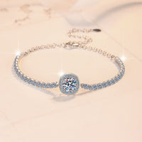 1CT Moissanite Square Bead Bracelet | S925 Sterling Silver | Women Fashion Bracelet | Wedding Gift — image 3