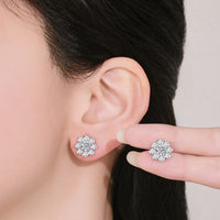 Round Cut Moissanite Sunflower Stud Earrings | S925 Sterling Silver | Four-Prong | Women Light Luxury — image 2