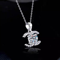 1CT Moissanite Double C Pendant Necklace | S925 Sterling Silver | Luxury Women Clavicle Chain — image 3