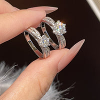 Star Moon Moissanite Couple Ring Set | 0.5CT + 1CT | S925 Sterling Silver | Promise Ring — image 3
