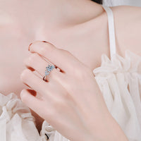 1CT Round Cut Moissanite Floral Engagement Ring | D Color | S925 Sterling Silver | Bridal Wedding Ring — image 2