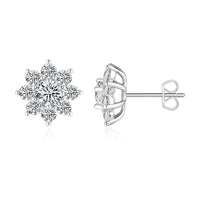 Round Cut Moissanite Sunflower Stud Earrings | S925 Sterling Silver | Four-Prong | Women Light Luxury — image 1