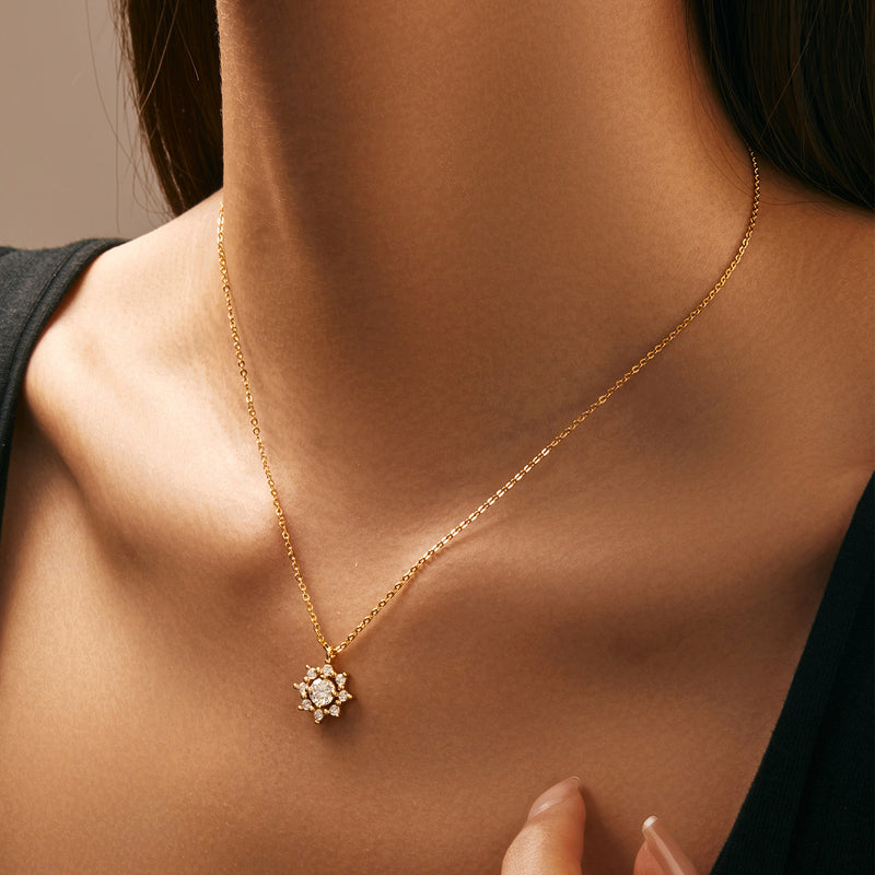 1CT Moissanite Snowflake Pendant Necklace | S925 Sterling Silver | Women Collarbone Chain | Light Luxury — alternate view