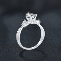 1CT Round Cut Moissanite Floral Engagement Ring | D Color | S925 Sterling Silver | Bridal Wedding Ring — image 4