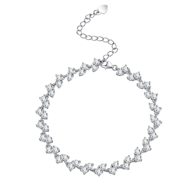 5CT Round Moissanite Tennis Bracelet | 50 Stones | S925 Sterling Silver | Women Light Luxury Bracelet