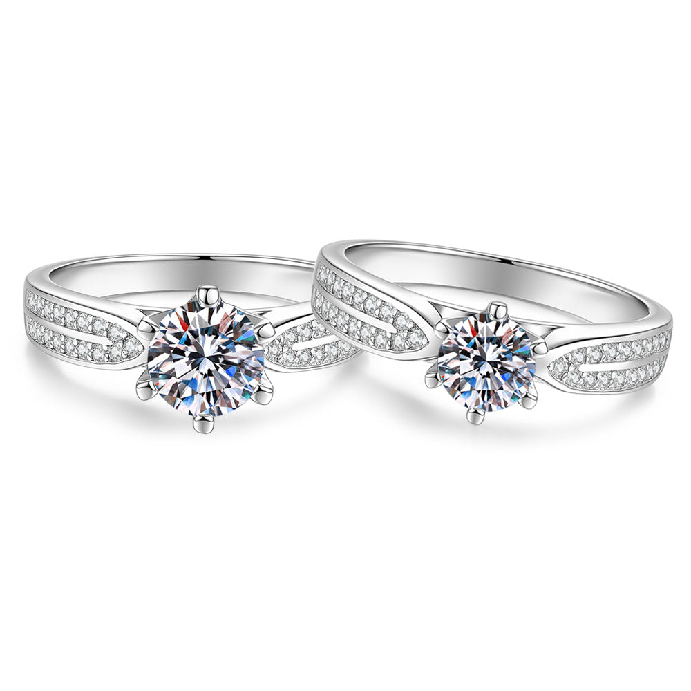 Star Moon Moissanite Couple Ring Set | 0.5CT + 1CT | S925 Sterling Silver | Promise Ring