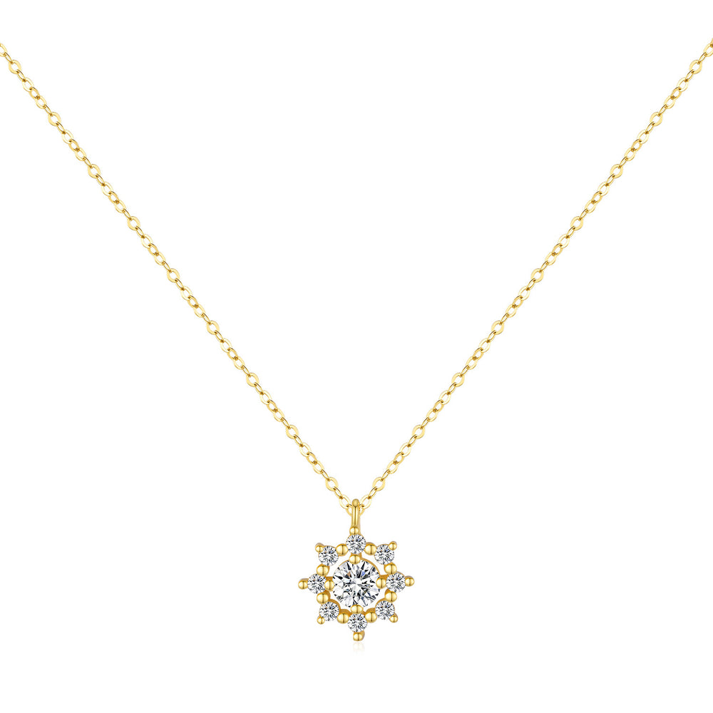 1CT Moissanite Snowflake Pendant Necklace | S925 Sterling Silver | Women Collarbone Chain | Light Luxury