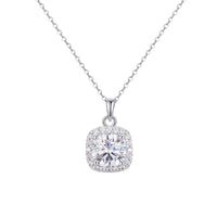 1CT Moissanite Cube Pendant Necklace | S925 Sterling Silver | Women Collarbone Chain | Birthday Gift — image 1