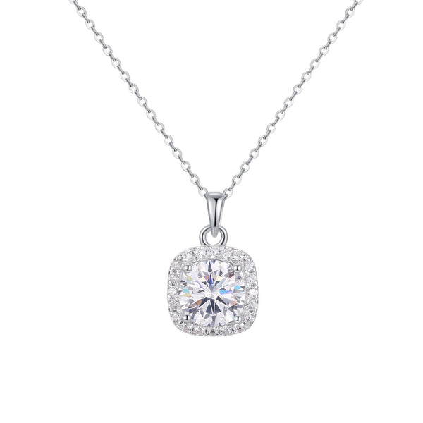 1CT Moissanite Cube Pendant Necklace | S925 Sterling Silver | Women Collarbone Chain | Birthday Gift