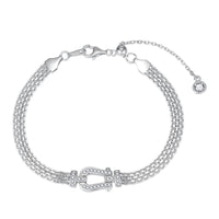 Moissanite Horseshoe Clasp Bracelet | French Classic | S925 Sterling Silver | Women High-End Bracelet — image 1