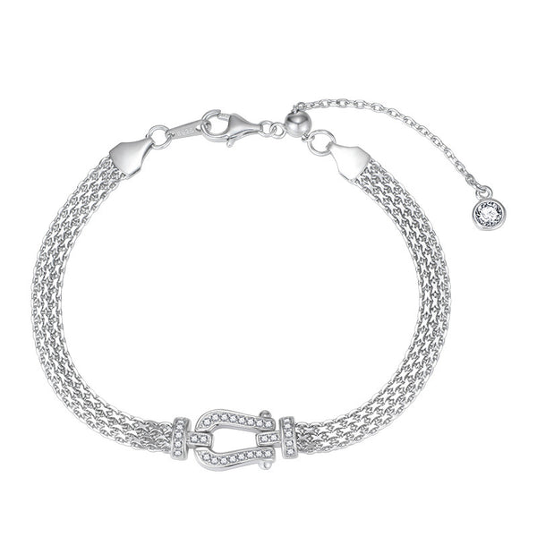 Moissanite Horseshoe Clasp Bracelet | French Classic | S925 Sterling Silver | Women High-End Bracelet